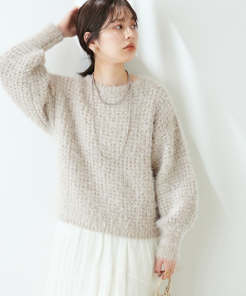 natural couture（ナチュラルクチュール）の「もしゃもしゃメッシュニット（ニット/セーター・レディース・ピンク/アイボリー/ライトベージュ・FREE）」の22枚目の写真