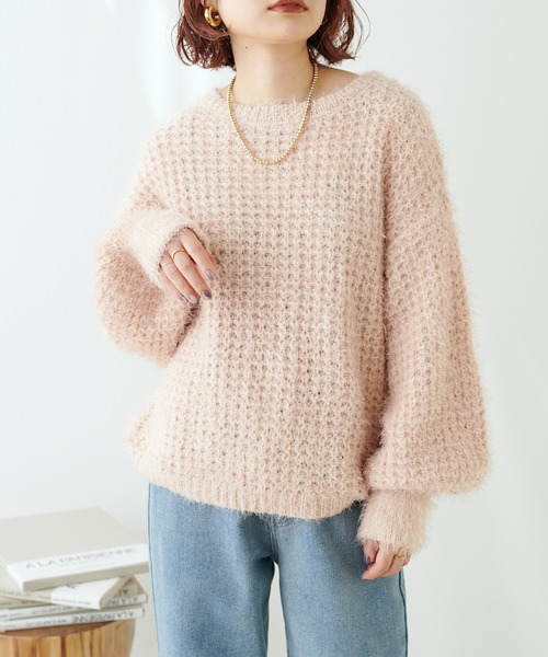 natural couture（ナチュラルクチュール）の「もしゃもしゃメッシュニット（ニット/セーター・レディース・ピンク/アイボリー/ライトベージュ・FREE）」の20枚目の写真