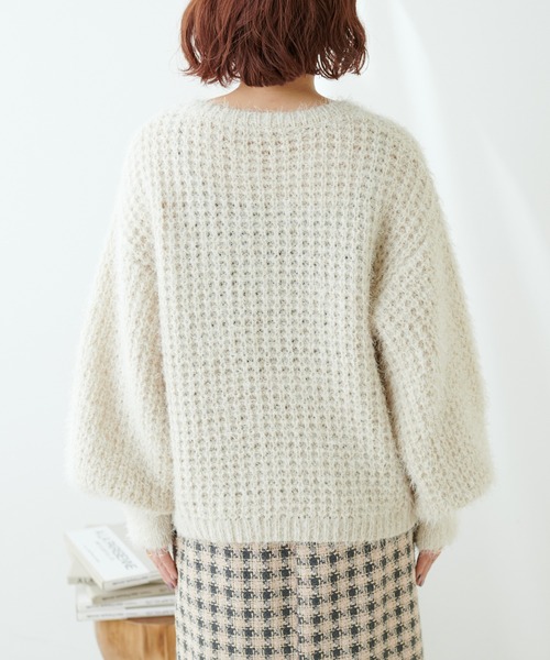 natural couture（ナチュラルクチュール）の「もしゃもしゃメッシュニット（ニット/セーター・レディース・ピンク/アイボリー/ライトベージュ・FREE）」の15枚目の写真