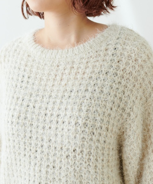 natural couture（ナチュラルクチュール）の「もしゃもしゃメッシュニット（ニット/セーター・レディース・ピンク/アイボリー/ライトベージュ・FREE）」の21枚目の写真