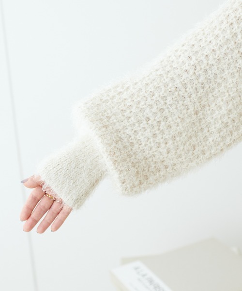 natural couture（ナチュラルクチュール）の「もしゃもしゃメッシュニット（ニット/セーター・レディース・ピンク/アイボリー/ライトベージュ・FREE）」の18枚目の写真