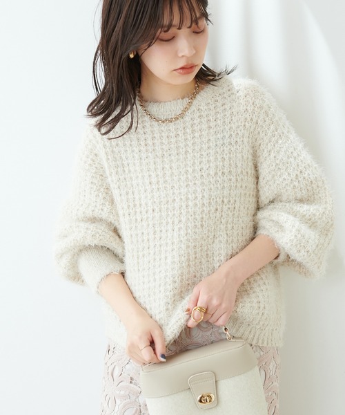 natural couture（ナチュラルクチュール）の「もしゃもしゃメッシュニット（ニット/セーター・レディース・ピンク/アイボリー/ライトベージュ・FREE）」の10枚目の写真