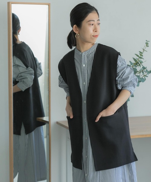 FORK&SPOON（フォークアンドスプーン）の「FORK&SPOON　ダンボールベスト（ベスト・レディース・ブラック/ベージュ・1）」の14枚目の写真