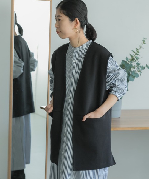 FORK&SPOON（フォークアンドスプーン）の「FORK&SPOON　ダンボールベスト（ベスト・レディース・ブラック/ベージュ・1）」の8枚目の写真