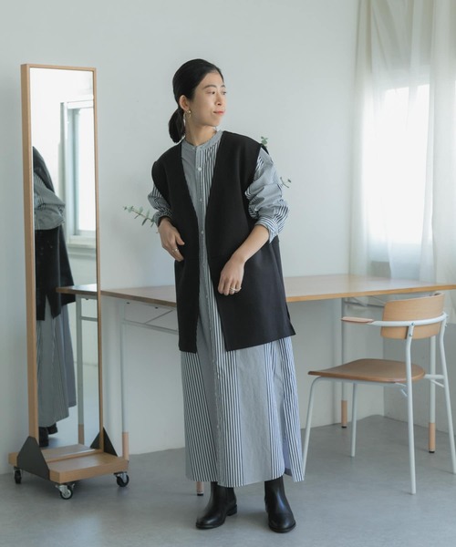 FORK&SPOON（フォークアンドスプーン）の「FORK&SPOON　ダンボールベスト（ベスト・レディース・ブラック/ベージュ・1）」の19枚目の写真