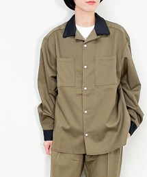 オープンカラークレリックシャツ レディース メンズ