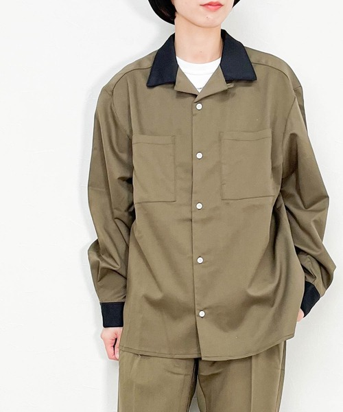Ritzy(リッツィー)の「オープンカラークレリックシャツ レディース メンズ(シャツ/ブラウス・メンズ・オフホワイト/グリーン/ブラック/モカ/サックスブルー/カーキ/ベージュ・MEDIUM/LARGE/X-LARGE)」の5枚目の写真