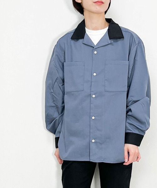 Ritzy(リッツィー)の「オープンカラークレリックシャツ レディース メンズ(シャツ/ブラウス・メンズ・オフホワイト/グリーン/ブラック/モカ/サックスブルー/カーキ/ベージュ・MEDIUM/LARGE/X-LARGE)」の7枚目の写真