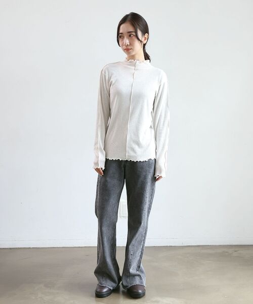 RETRO GIRL(レトロガール)の「シアーテレコHNインナー(Tシャツ/カットソー・レディース・ブルー/オフホワイト/オレンジ/ブラック・FREE)」の5枚目の写真