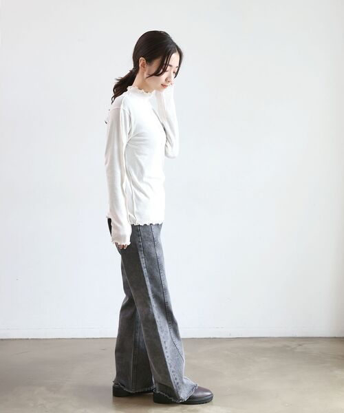 RETRO GIRL(レトロガール)の「シアーテレコHNインナー(Tシャツ/カットソー・レディース・ブルー/オフホワイト/オレンジ/ブラック・FREE)」の7枚目の写真