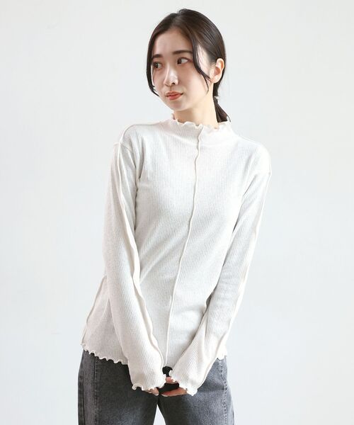 RETRO GIRL(レトロガール)の「シアーテレコHNインナー(Tシャツ/カットソー・レディース・ブルー/オフホワイト/オレンジ/ブラック・FREE)」の9枚目の写真