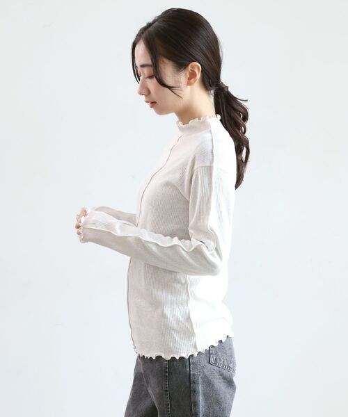 RETRO GIRL(レトロガール)の「シアーテレコHNインナー(Tシャツ/カットソー・レディース・ブルー/オフホワイト/オレンジ/ブラック・FREE)」の10枚目の写真