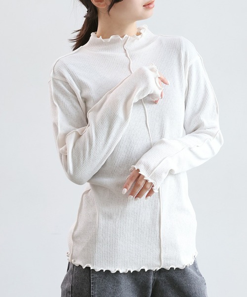 RETRO GIRL(レトロガール)の「シアーテレコHNインナー(Tシャツ/カットソー・レディース・ブルー/オフホワイト/オレンジ/ブラック・FREE)」の2枚目の写真