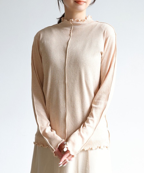 RETRO GIRL(レトロガール)の「シアーテレコHNインナー(Tシャツ/カットソー・レディース・ブルー/オフホワイト/オレンジ/ブラック・FREE)」の1枚目の写真