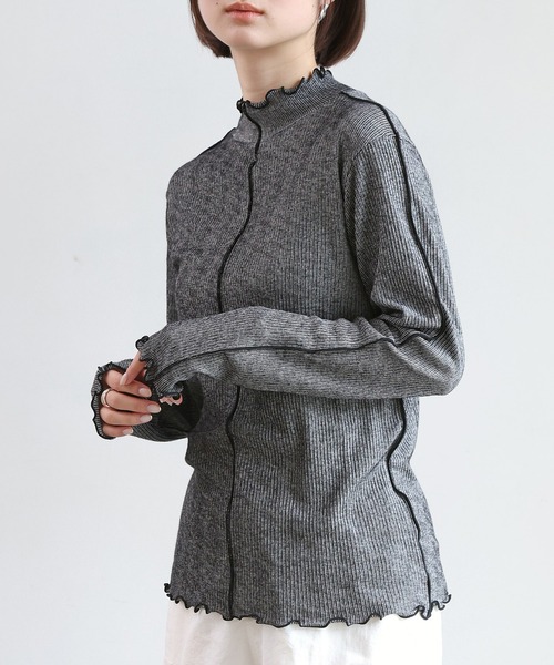 RETRO GIRL(レトロガール)の「シアーテレコHNインナー(Tシャツ/カットソー・レディース・ブルー/オフホワイト/オレンジ/ブラック・FREE)」の3枚目の写真