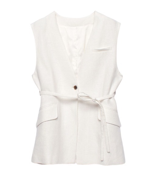 セール】リネンミドルレングスジレ（ベスト）｜anuans（アニュアンス
