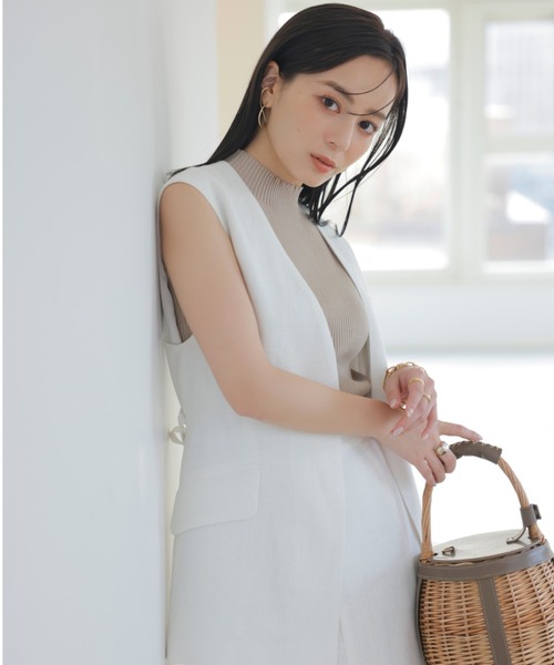 anuans リネンライクミドルレングスジレ アイボリー アニュアンス anuans リネンライクミドルレングスジレ （BEIGE