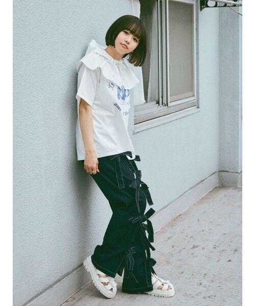 merry jenny(メリージェニー)の「flowerグルカサンダル(サンダル・レディース・ブラック/オフホワイト・MEDIUM/LARGE)」の18枚目の写真