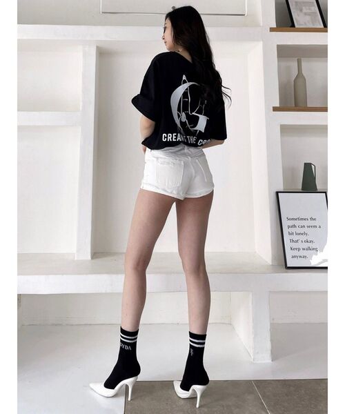 GYDA（ジェイダ）の「2ラインGYDA SOX（ソックス/靴下・レディース・オフホワイト/ブラック・FREE）」の3枚目の写真