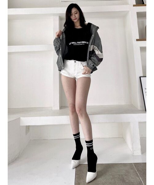 GYDA（ジェイダ）の「2ラインGYDA SOX（ソックス/靴下・レディース・オフホワイト/ブラック・FREE）」の16枚目の写真