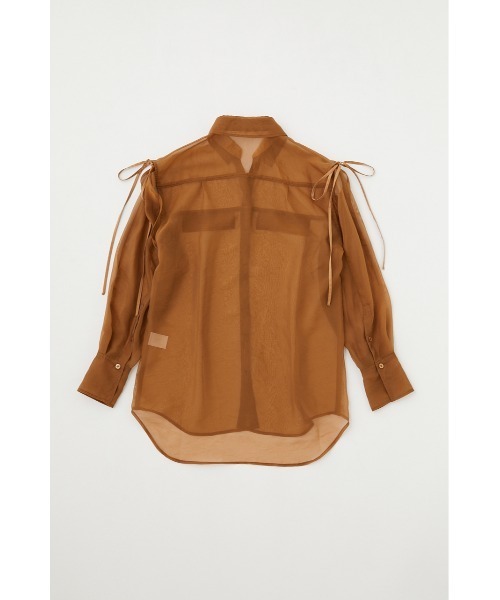 MOUSSY（マウジー）の「TIED SLEEVE SEE-THROUGH シャツ（Tシャツ/カットソー・レディース・キナリ/ブラック/ブラウン/ピンク・FREE）」の5枚目の写真
