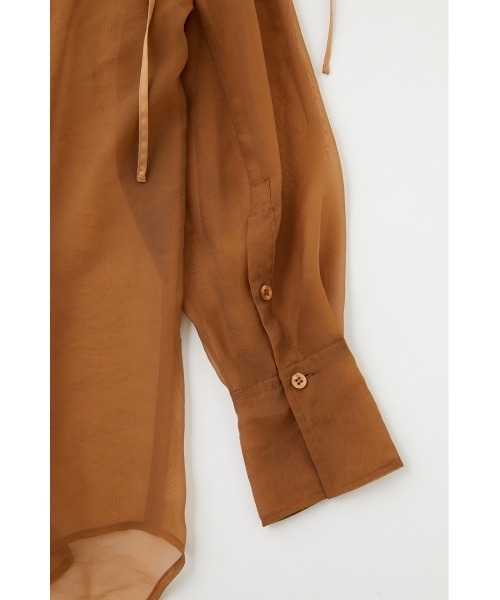 MOUSSY（マウジー）の「TIED SLEEVE SEE-THROUGH シャツ（Tシャツ/カットソー・レディース・キナリ/ブラック/ブラウン/ピンク・FREE）」の6枚目の写真