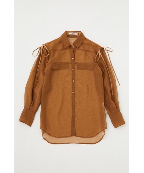 MOUSSY（マウジー）の「TIED SLEEVE SEE-THROUGH シャツ（Tシャツ/カットソー・レディース・キナリ/ブラック/ブラウン/ピンク・FREE）」の7枚目の写真