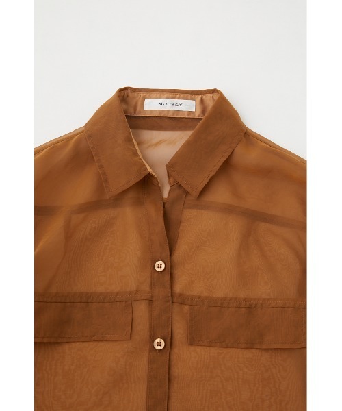 MOUSSY（マウジー）の「TIED SLEEVE SEE-THROUGH シャツ（Tシャツ/カットソー・レディース・キナリ/ブラック/ブラウン/ピンク・FREE）」の8枚目の写真