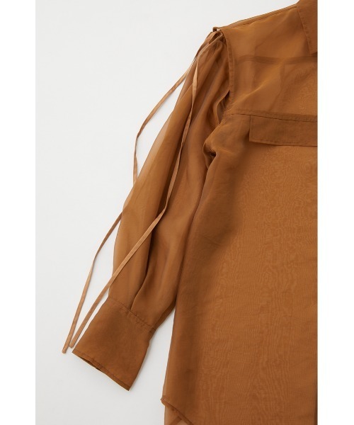 MOUSSY（マウジー）の「TIED SLEEVE SEE-THROUGH シャツ（Tシャツ/カットソー・レディース・キナリ/ブラック/ブラウン/ピンク・FREE）」の12枚目の写真