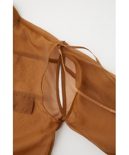 MOUSSY（マウジー）の「TIED SLEEVE SEE-THROUGH シャツ（Tシャツ/カットソー・レディース・キナリ/ブラック/ブラウン/ピンク・FREE）」の13枚目の写真