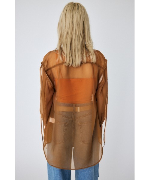 MOUSSY（マウジー）の「TIED SLEEVE SEE-THROUGH シャツ（Tシャツ/カットソー・レディース・キナリ/ブラック/ブラウン/ピンク・FREE）」の17枚目の写真