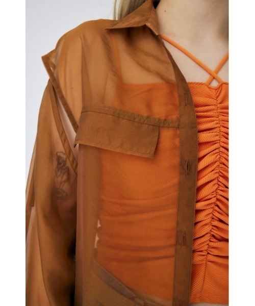 MOUSSY（マウジー）の「TIED SLEEVE SEE-THROUGH シャツ（Tシャツ/カットソー・レディース・キナリ/ブラック/ブラウン/ピンク・FREE）」の20枚目の写真