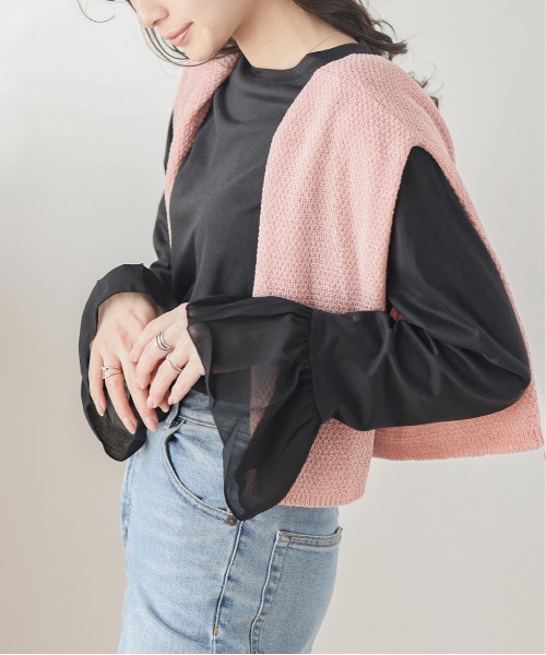 SUGAR BISKET(シュガービスケット)の「フリル袖ロングTシャツ(Tシャツ/カットソー・レディース・ホワイト/ライトグレー/ブラック/ピンク・フリー)」の13枚目の写真