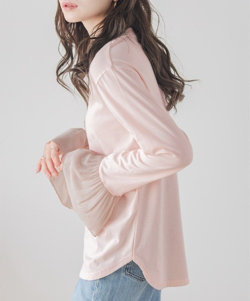 SUGAR BISKET(シュガービスケット)の「フリル袖ロングTシャツ(Tシャツ/カットソー・レディース・ホワイト/ライトグレー/ブラック/ピンク・フリー)」の16枚目の写真