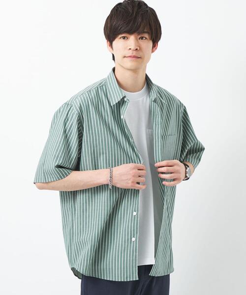 green label relaxing（グリーンレーベルリラクシング）の「TW ウォッシャブルトロ ストライプ ジャストルーズ シャツ -ストレッチ・防シワ-（シャツ/ブラウス・メンズ・ケリー/ライトブルー・M/L/XL/S）」の4枚目の写真