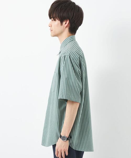 green label relaxing（グリーンレーベルリラクシング）の「TW ウォッシャブルトロ ストライプ ジャストルーズ シャツ -ストレッチ・防シワ-（シャツ/ブラウス・メンズ・ケリー/ライトブルー・M/L/XL/S）」の6枚目の写真