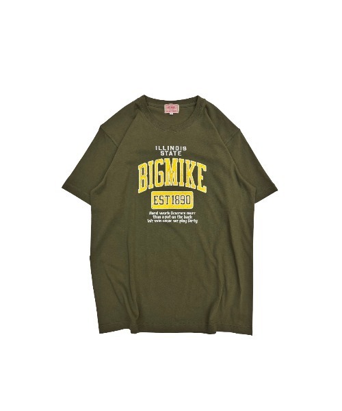 BIG MIKE(ビッグマイク)の「BIG MIKE ビッグマイク HANDWRITING COLLEGE SS TEE 手書きカレッジ 半袖プリント Tシャツ 102328400(Tシャツ/カットソー・メンズ・ネイビー/ホワイト×グリーン/ホワイト×ブルー/オリーブ・MEDIUM/LARGE/X-LARGE)」の3枚目の写真