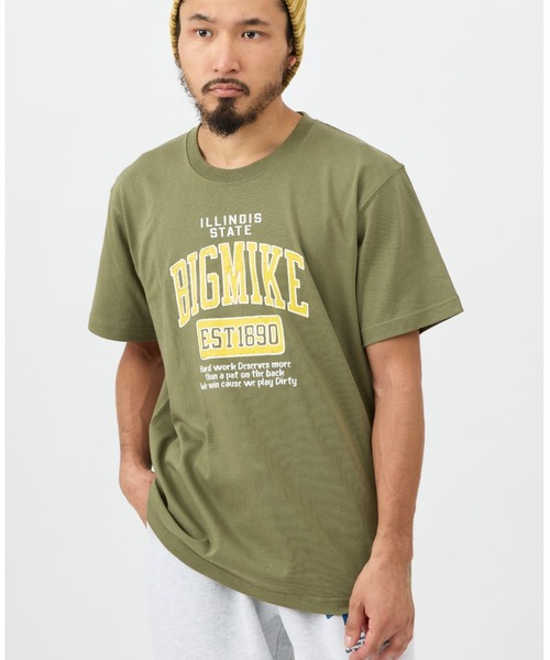 BIG MIKE(ビッグマイク)の「BIG MIKE ビッグマイク HANDWRITING COLLEGE SS TEE 手書きカレッジ 半袖プリント Tシャツ 102328400(Tシャツ/カットソー・メンズ・ネイビー/ホワイト×グリーン/ホワイト×ブルー/オリーブ・MEDIUM/LARGE/X-LARGE)」の5枚目の写真