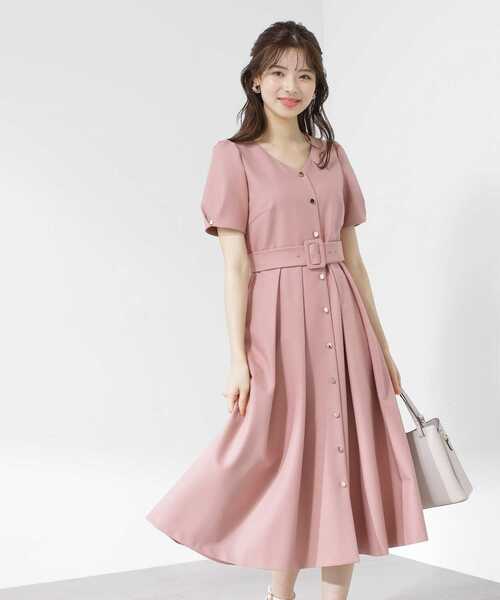 ♡PROPORTION♡新品　半袖ワンピース　リボン　薄ピンク PROPORTION BODY DRESSING（プロポーションボディドレッシング