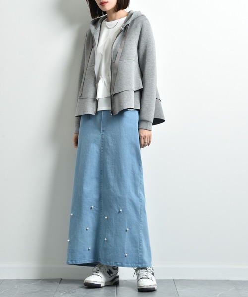 INTERPLANET(インタープラネット)の「ダンボールニットフリルZIPパーカー(パーカー・レディース・ブラック/グレー/グレイッシュベージュ/ライトグレー・FREE/LARGE)」の15枚目の写真