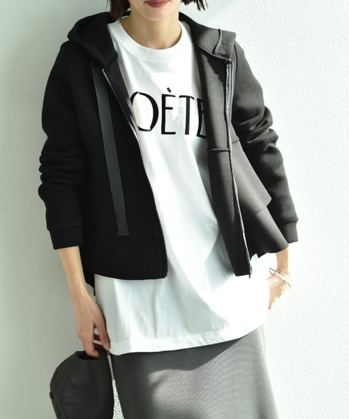 INTERPLANET(インタープラネット)の「ダンボールニットフリルZIPパーカー(パーカー・レディース・ブラック/グレー/グレイッシュベージュ/ライトグレー・FREE/LARGE)」の16枚目の写真