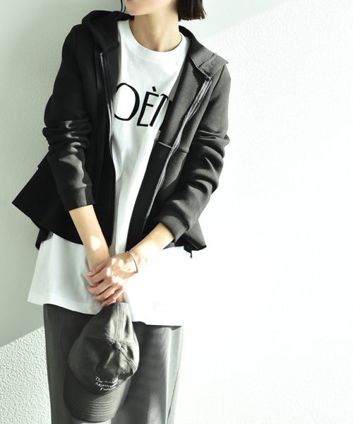 INTERPLANET(インタープラネット)の「ダンボールニットフリルZIPパーカー(パーカー・レディース・ブラック/グレー/グレイッシュベージュ/ライトグレー・FREE/LARGE)」の18枚目の写真