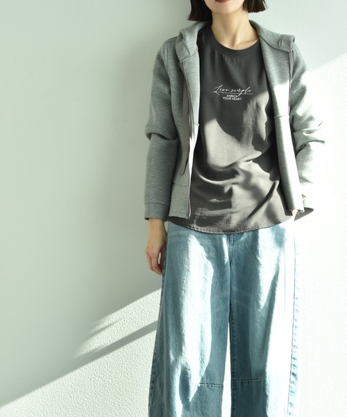 INTERPLANET ダンボールニットフリルZIPパーカー INTERPLANET コート アウター ダンボールニットフリルZIP