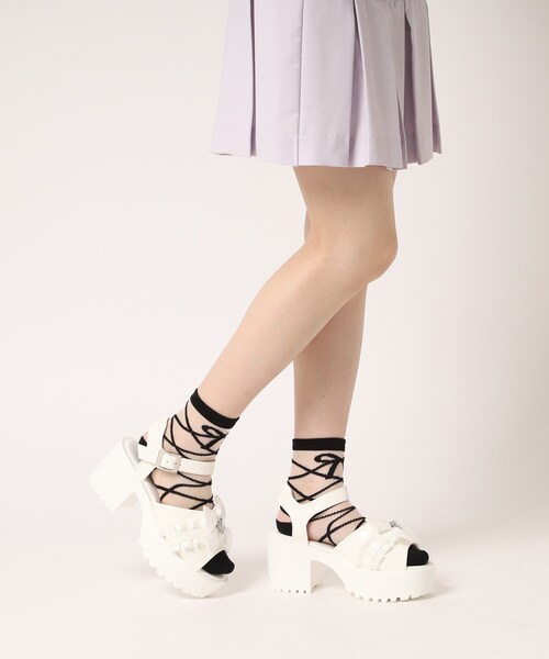 cs T&P(シーエスティーアンドピー)の「厚底ストーン付きリボンサンダル(サンダル・レディース・ホワイト系2/ブラック系1/パープル系2・LL/S/M/L)」の17枚目の写真