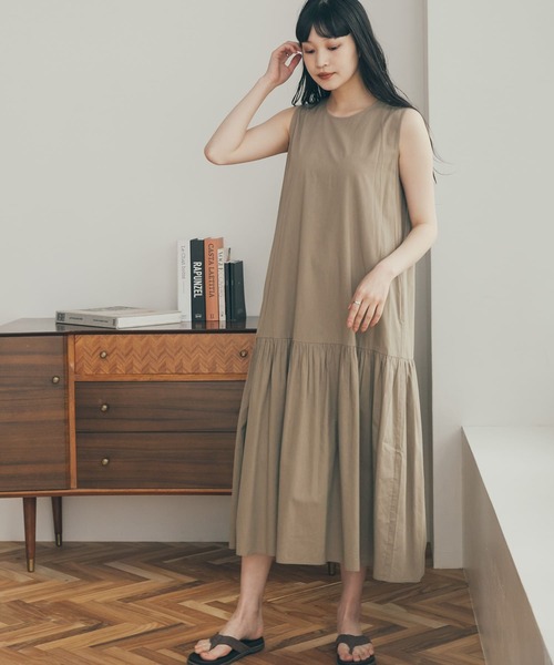 FORK&SPOON（フォークアンドスプーン）の「FORK&SPOON　ローギャザースイッチワンピース（ワンピース・レディース・モカ/ブルー/ブラック・1/2）」の4枚目の写真