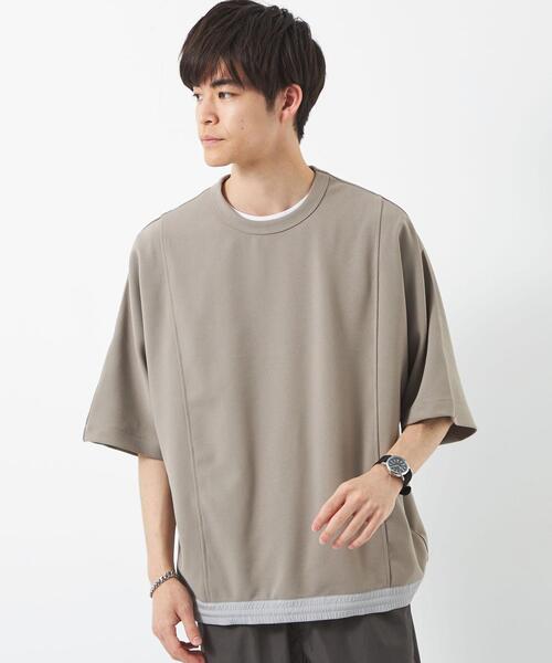 green label relaxing（グリーンレーベルリラクシング）の「Morley ドルマン Tシャツ（Tシャツ/カットソー・メンズ・ライム/ベージュ/ダークグレー・S/M/L）」の2枚目の写真