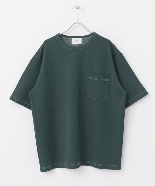 URBAN RESEARCH Sonny Label（アーバンリサーチサニーレーベル）の「ジョーゼット配色ステッチTシャツ（Tシャツ/カットソー・メンズ・グリーン/オフホワイト/チャコールグレー/キャメル・LARGE/MEDIUM）」の5枚目の写真