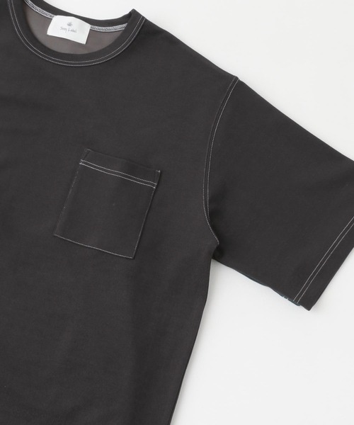 URBAN RESEARCH Sonny Label（アーバンリサーチサニーレーベル）の「ジョーゼット配色ステッチTシャツ（Tシャツ/カットソー・メンズ・グリーン/オフホワイト/チャコールグレー/キャメル・LARGE/MEDIUM）」の7枚目の写真