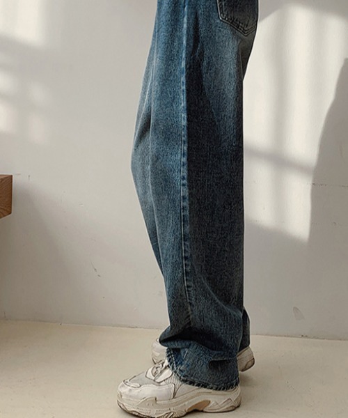 Achic（アシック）の「ハイウエストワイドデニムパンツ（デニムパンツ・レディース・ホワイト/ブラック/サックスブルー/グリーン/ブルー/ピンク/パープル系1/ミント/ライトオレンジ系・S/M/L）」の13枚目の写真