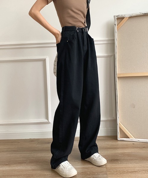 Achic（アシック）の「ハイウエストワイドデニムパンツ（デニムパンツ・レディース・ホワイト/ブラック/サックスブルー/グリーン/ブルー/ピンク/パープル系1/ミント/ライトオレンジ系・S/M/L）」の21枚目の写真